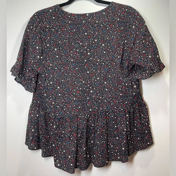 Madewell Studio Ruffle Hem Top in Dark Mediterranean Stars Size Medium - Picture 10 of 10